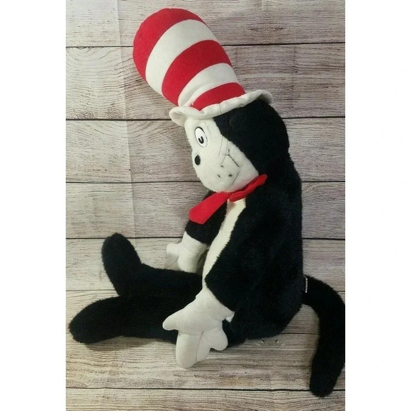 Vintage Dr. Seuss Cat In The Hat Plush Stuffed Animal with Mini Book 30" 1995 - Picture 2 of 7